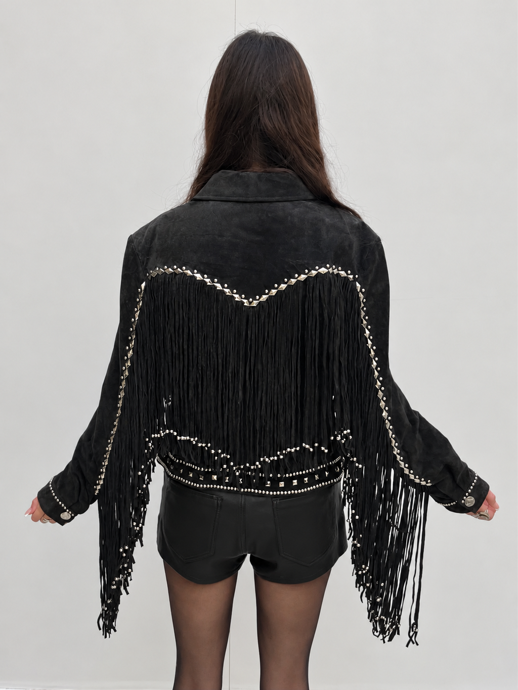 1980s American Vintage Suede Fringe Biker Jacket
