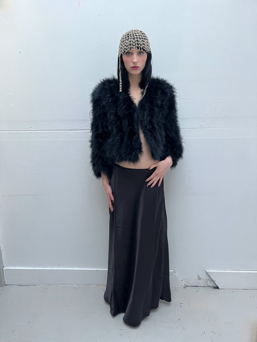 Marabou feather fur jacket
