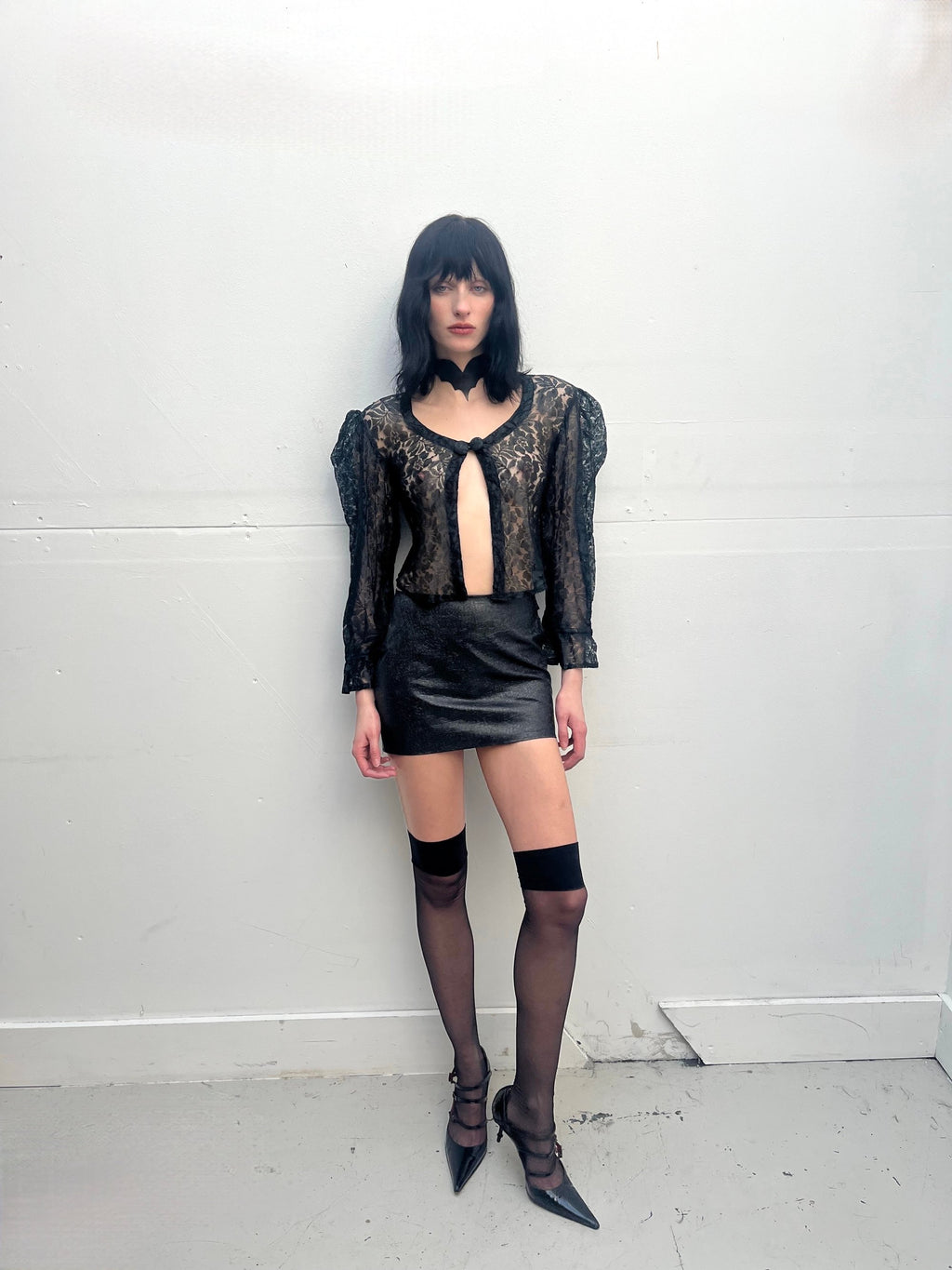 Desire leather cut out skirt