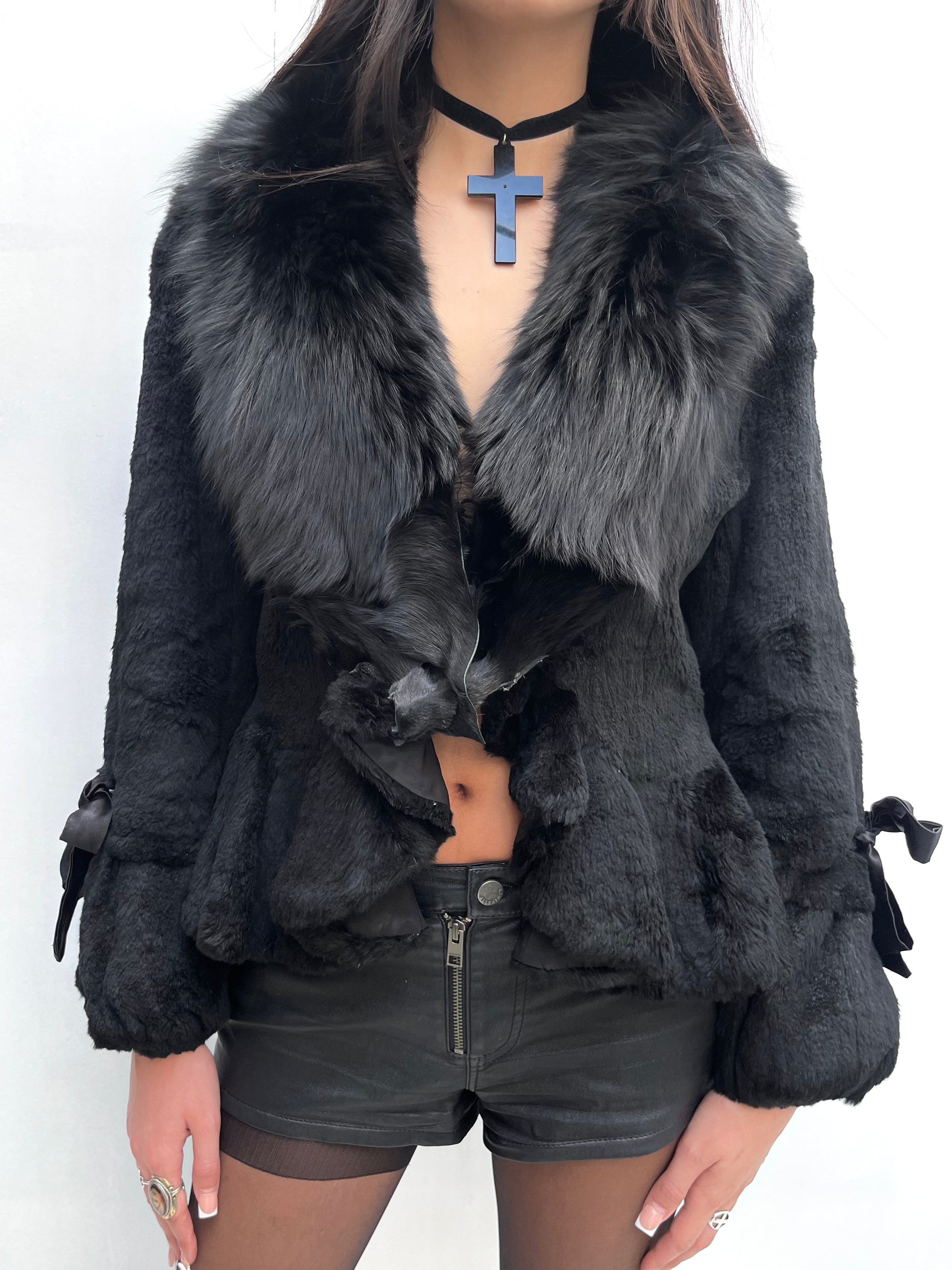 Vintage Black Fox Fur Jacket