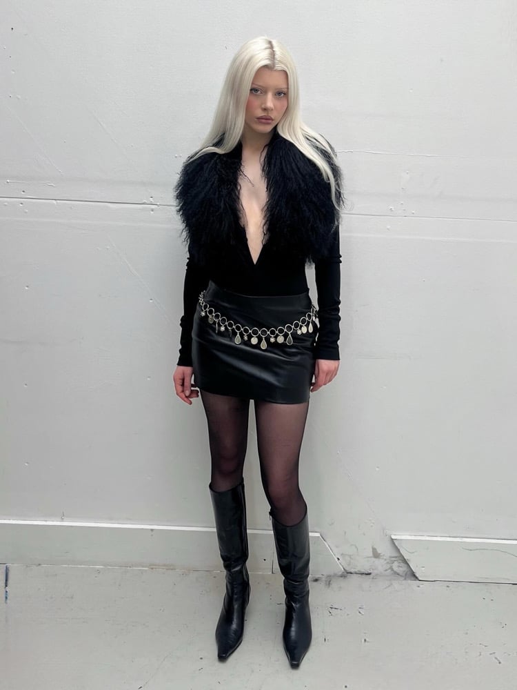 Leather mini skirt