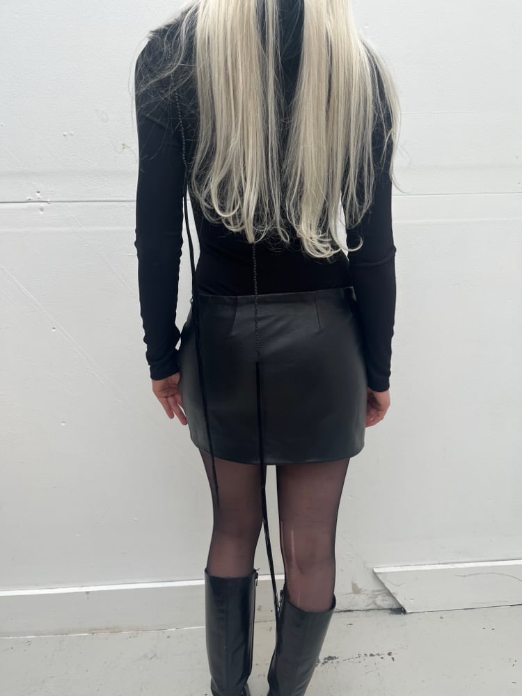 Leather mini skirt