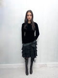 Vintage 1980s Black Silk Velvet & Chiffon Dress
