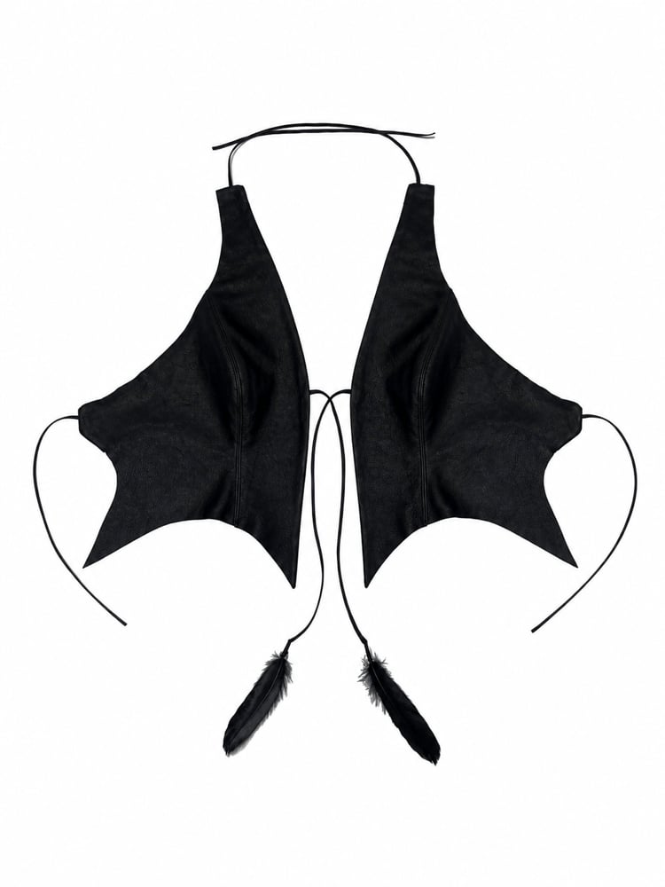 Bat Leather halter with feathers